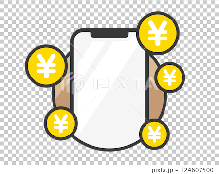 スマホと日本円マークのイメージ ベクターイラスト 124607500