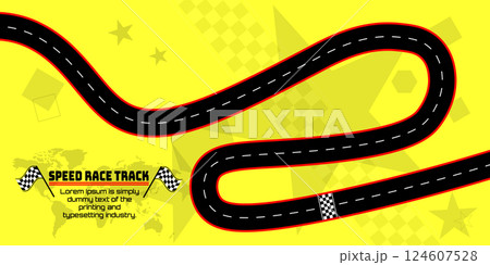 Speed race track design sport isolated on yellow background. Speed race track design sport isolated on yellow background. 124607528