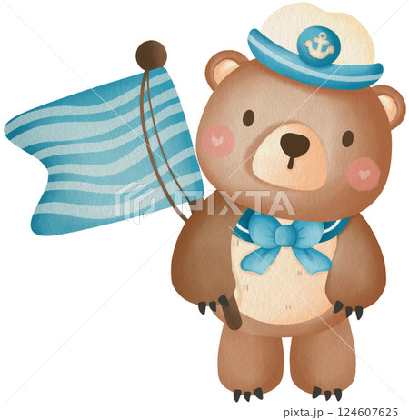 Cute Sailor Teddy Bear Clipart Nautical Baby Shower Marine Adventure 124607625