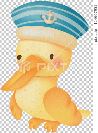 Cute Watercolor Pelican Paper Boat Ocean Adventure Marine Theme 124607953