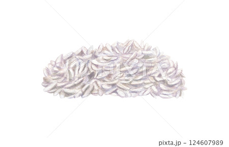 Steamed white rice pile watercolor illustration isolated background. Boiled rice as base for traditional Asian dishes or garnish. For food branding, cookbooks, healthy eating concepts 124607989