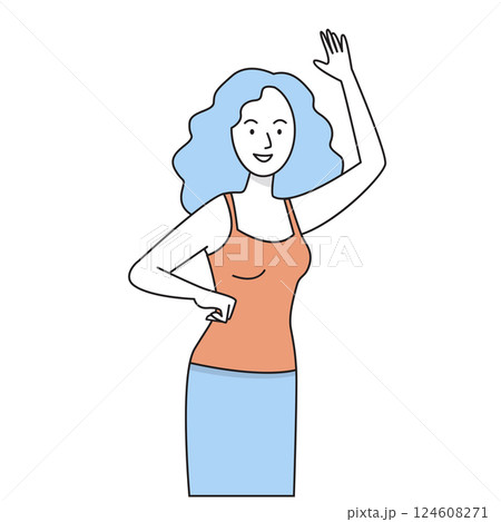 Woman waving hand flat vector illustration Woman waving hand flat vector illustration 124608271