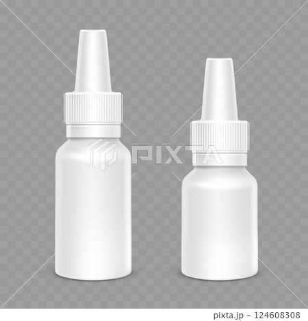 Plastic Bottles with Nozzle Medical Packaging White Bottles Vector Plastic Bottles with Nozzle Medical Packaging White Bottles Vector 124608308