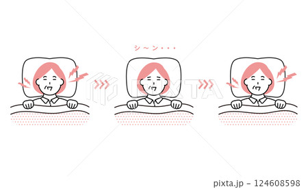 いびきをかいて眠る女性が無呼吸状態になるイラスト 124608598