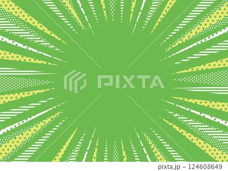 緑色のポップな集中線の背景イラスト 124608649