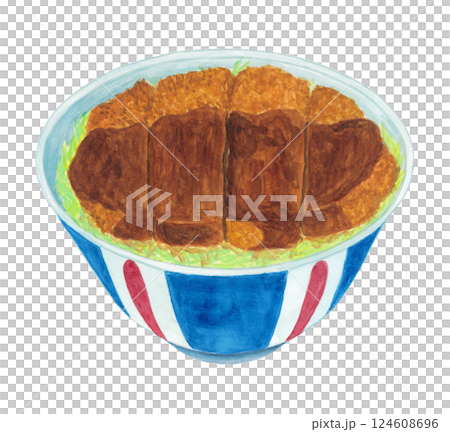 Watercolor illustration of sauce katsudon 124608696