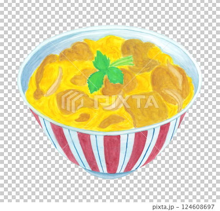 Watercolor illustration of oyakodon 124608697