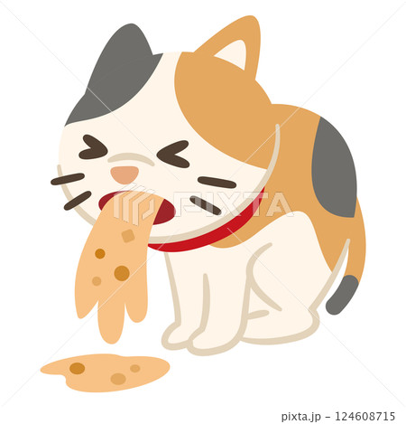 嘔吐する猫のイラスト 124608715
