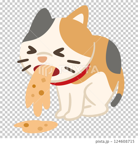 嘔吐する猫のイラスト 124608715