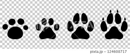 狗和貓的腳印圖 124608717