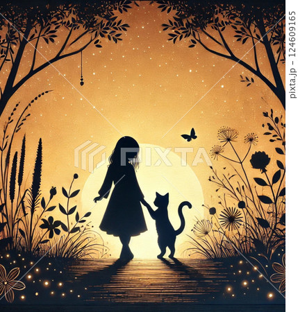 幻想のシルエット – 猫と少女の夢物語(お出かけ) 幻想のシルエット – 猫と少女の夢物語(お出かけ) 124609165