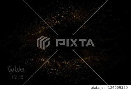 Isolated abstract frame made of gold mosaic on black background, design component Isolated abstract frame made of gold mosaic on black background, design component 124609350