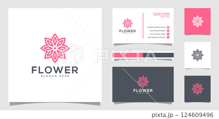 Flower logo design with line art style. logos can be used for spa, beauty salon, decoration, boutique. and business card 124609496