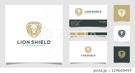 lion shield animal logo design vector 124609497