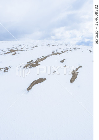 冬の鳥取砂丘の雪景色 鳥取県 鳥取砂丘 124609582