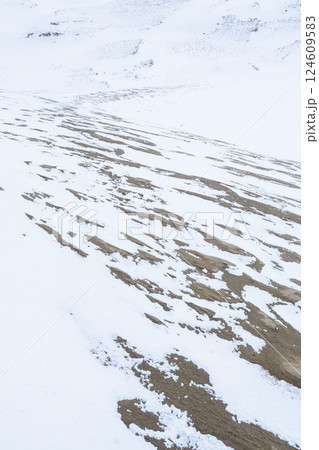 冬の鳥取砂丘の雪景色 鳥取県 鳥取砂丘 冬の鳥取砂丘の雪景色 鳥取県 鳥取砂丘 124609583