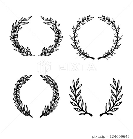 Set of floral wreath in vintage style. Design element for decorations. Vector illustration Set of floral wreath in vintage style. Design element for decorations. Vector illustration 124609643