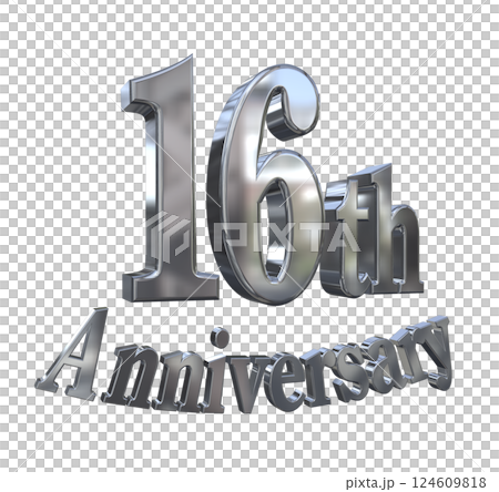 3DCG letters "16th Anniversary/16th Anniversary mark glitter" Silver, Silver 124609818