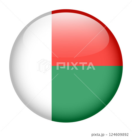 flag of Madagascar, button round glossy icon flag of Madagascar, button round glossy icon 124609892