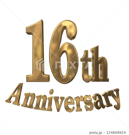 3DCG文字「16th Anniversary/16周年マークキラキラ」ゴールド,金 3DCG文字「16th Anniversary/16周年マークキラキラ」ゴールド,金 124609924