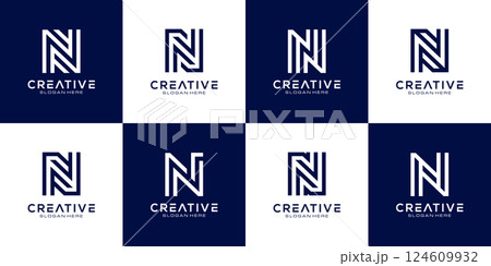 Set of initial N abstract logo vector template Set of initial N abstract logo vector template 124609932