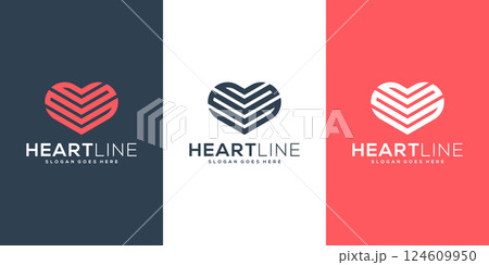 heart logo vector design line 124609950