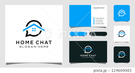 Creative home chat combine icon home talk and bubble and business card 124609983
