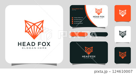 head fox logo vector line style design with business card 124610007