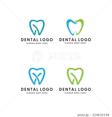 set of Tooth dental logo vector template set of Tooth dental logo vector template 124610149