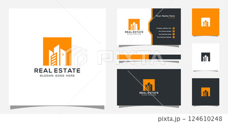 Building logo with line art style. city building abstract for logo design inspiration and business card design Building logo with line art style. city building abstract for logo design inspiration and business card design 124610248