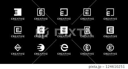 Set of initial letter E logo design template. icons for business of luxury, elegant, simple Set of initial letter E logo design template. icons for business of luxury, elegant, simple 124610251