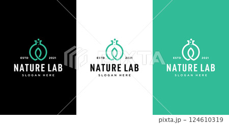 Nature leaf lab with molecule logo inspiration template Premium Vector Nature leaf lab with molecule logo inspiration template Premium Vector 124610319