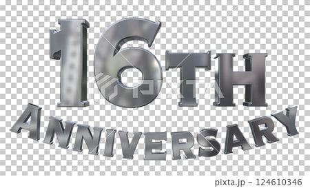 3DCG letters "16th Anniversary/16th Anniversary mark glitter" Silver, Silver 124610346
