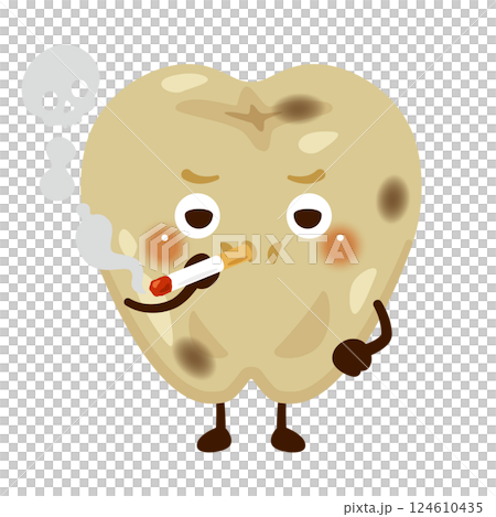 吸煙導致牙齒變色的人物插圖 吸煙導致牙齒變色的人物插圖 124610435