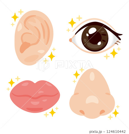 健康で元気な顔のパーツのイラストセット 124610442
