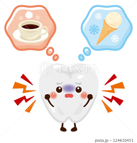 知覚過敏になる歯のキャラクターイラスト 124610451