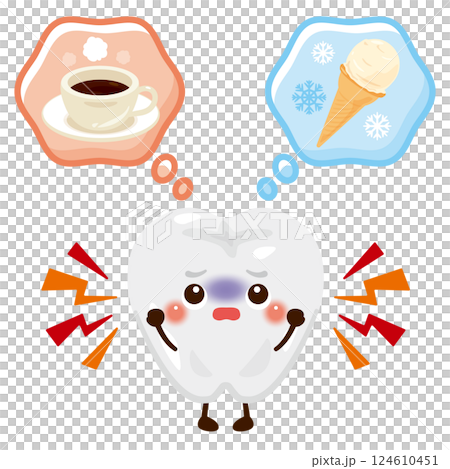 知覚過敏になる歯のキャラクターイラスト 124610451