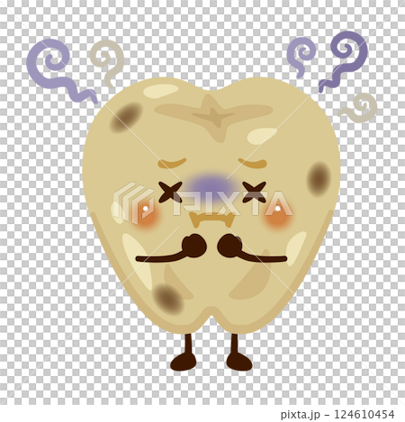 Character illustration of dirty and smelly teeth 124610454