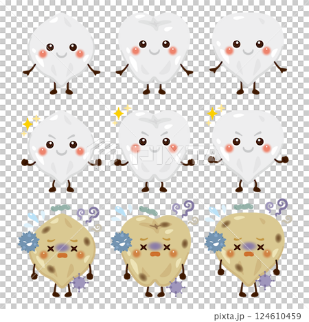 Tooth character illustration set Tooth character illustration set 124610459