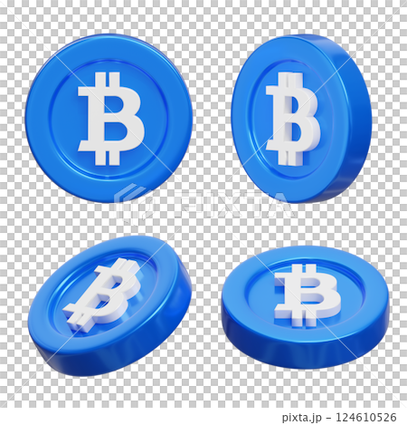 Blue Bitcoin icon 3D graphic-插圖素材 [124610526] - PIXTA圖庫