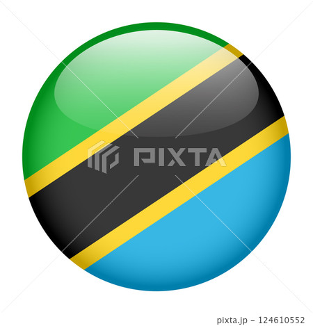 flag of Tanzania, button round glossy icon 124610552