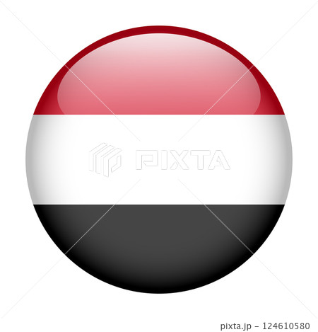 flag of Yemen, button round glossy icon 124610580