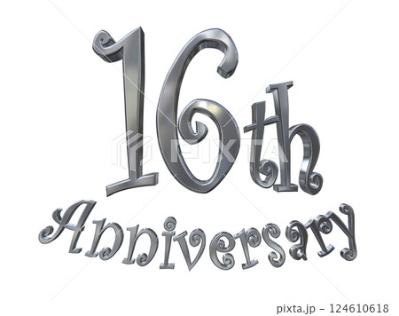 3DCG文字「16th Anniversary/16周年マークキラキラ」シルバー,銀 3DCG文字「16th Anniversary/16周年マークキラキラ」シルバー,銀 124610618