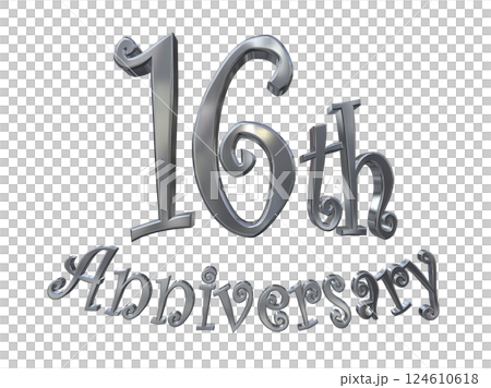 3DCG文字「16th Anniversary/16周年マークキラキラ」シルバー,銀 3DCG文字「16th Anniversary/16周年マークキラキラ」シルバー,銀 124610618
