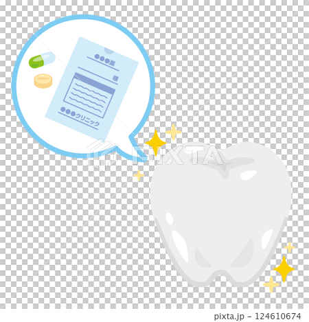 藥物與健康牙齒的插圖 藥物與健康牙齒的插圖 124610674