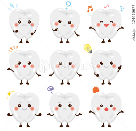 歯のキャラクター 表情セット 歯のキャラクター 表情セット 124610677