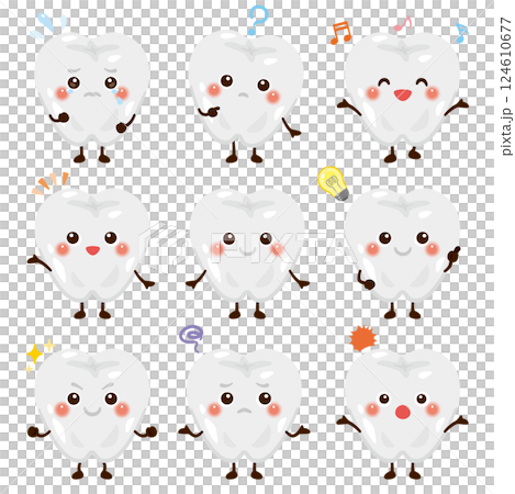 牙齒字符面部表情集 124610677