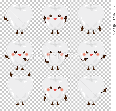 Set of tooth characters pointing 124610679