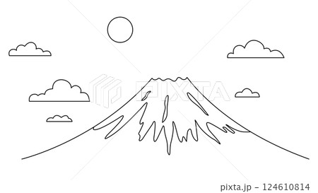 富士山の線画ベクター 富士山の線画ベクター 124610814