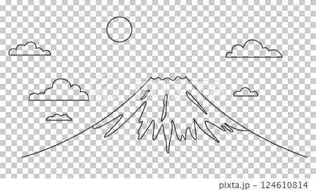 Mount Fuji line drawing vector Mount Fuji line drawing vector 124610814